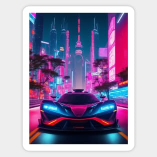 Asian Neon Velocity: Futuristic Thrill Ride Sticker